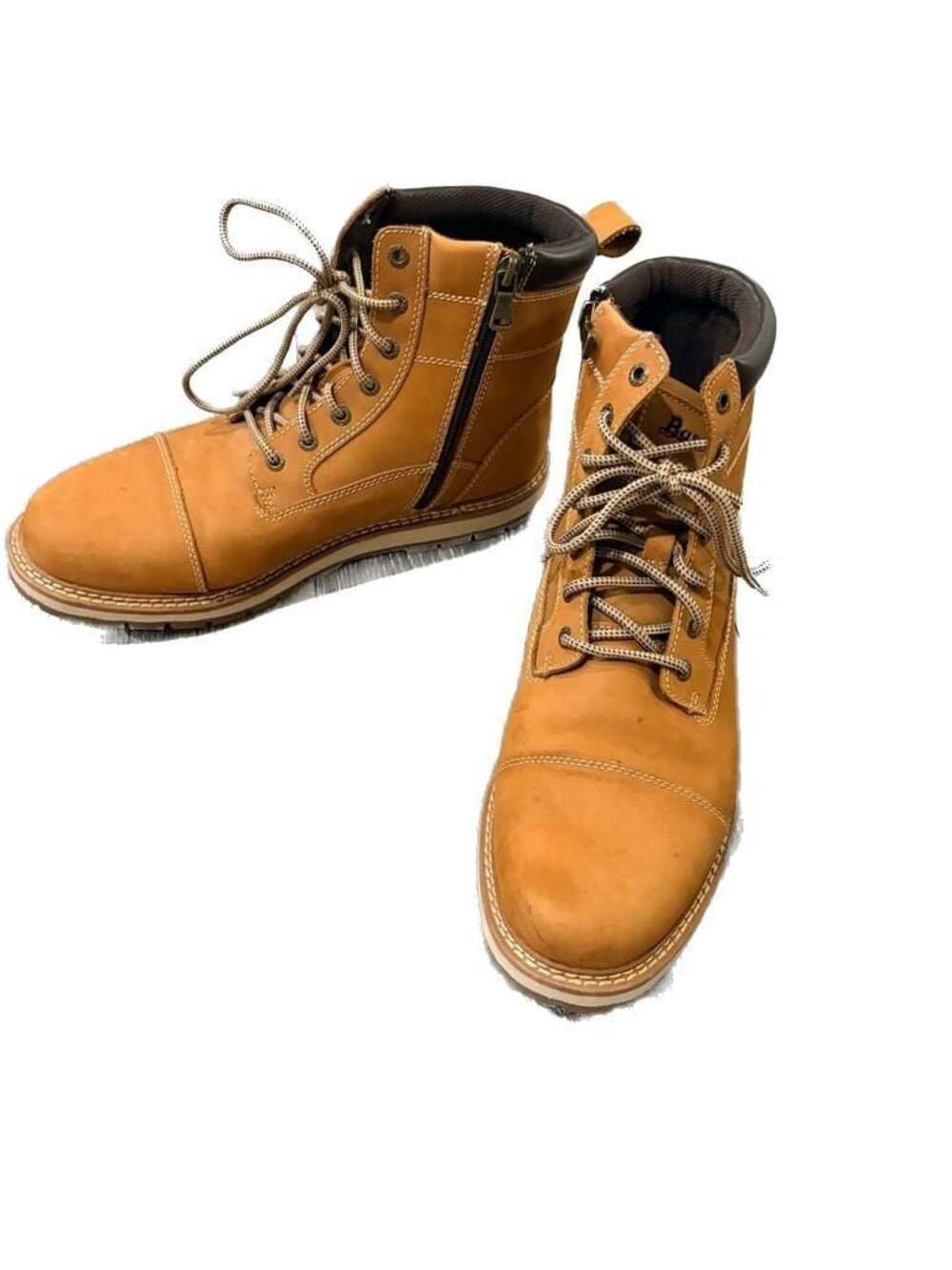 G.H. Bass Men's Tan Cap Toe Side Zip Lace Up Boots Size 10